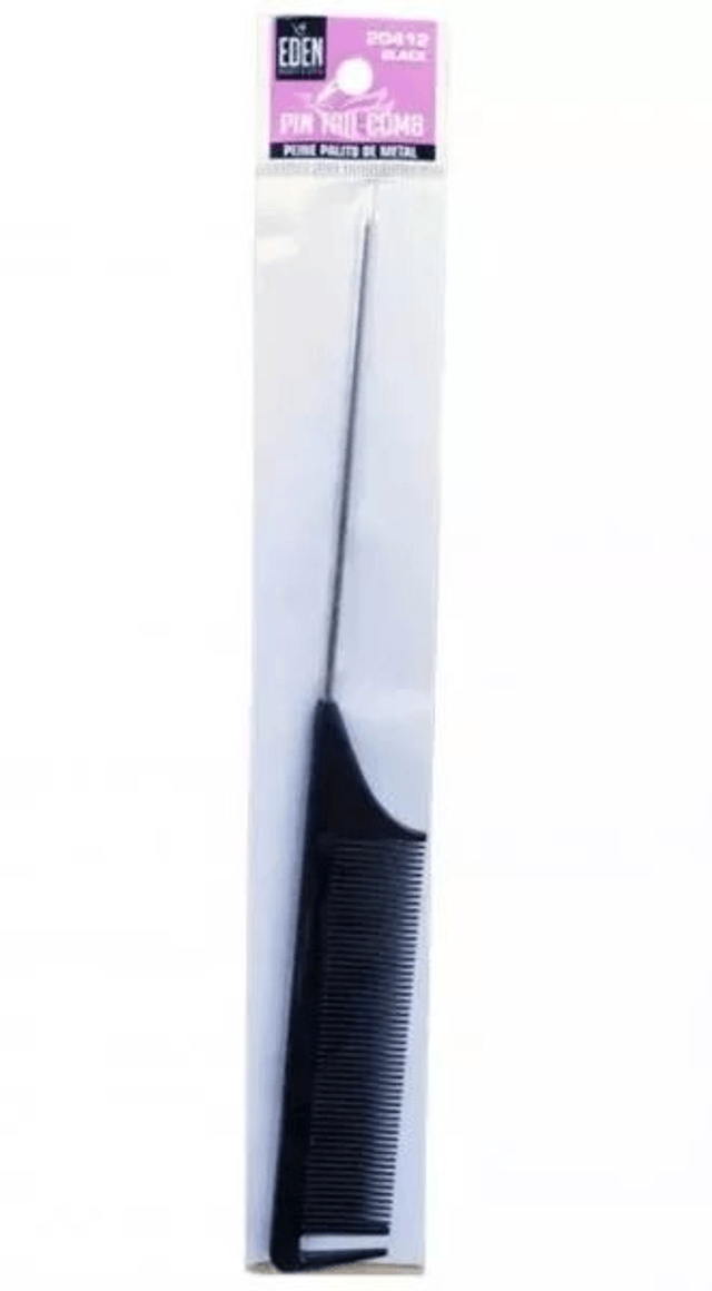  EDEN: PARTING METAL PIN TAIL COMB - BLACK (20412)
