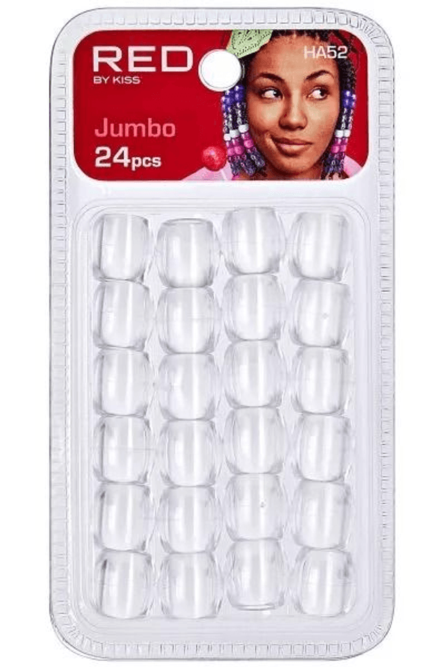RED BY KISS: JUMBO HAIR BEADS 24PCS - CLEAR (HA52)