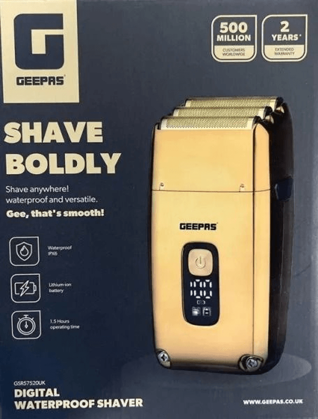 GEEPAS:  DIGITAL SHAVE BOLDLY WATERPROOF SHAVER (GSR57520UK)