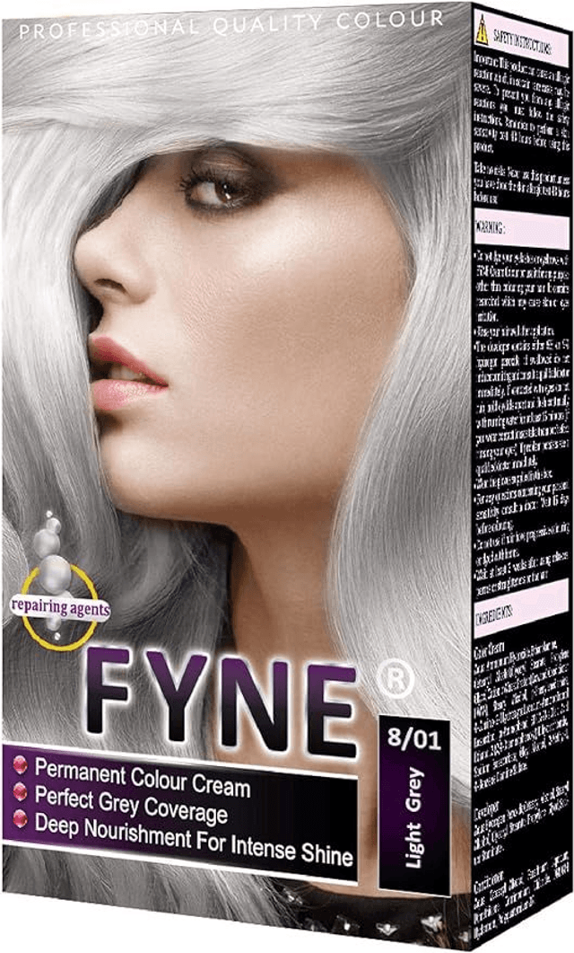 FYNE Permanent Hair Dye for Women-(Light Grey 8/01)