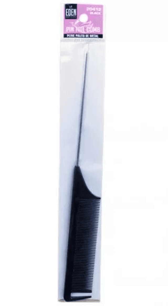  EDEN: PARTING METAL PIN TAIL COMB - BLACK (20412)