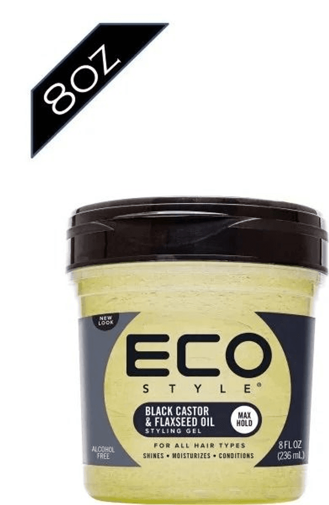  ECO: STYLING GEL - BLACK CASTOR &amp;  FLAXSEED OIL   8OZ (117C) 