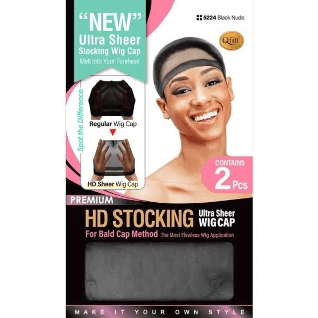 QFITT: HD STOCKING WIG CAP - BLACK NUDE (5224)