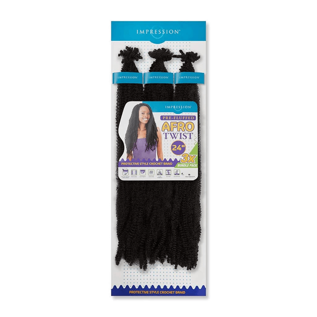 Impression Bulk : 3X Pre-Fluffed Afro Twist 24 (Col. 1B)