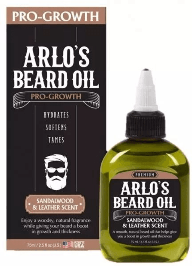 ARLO&#039;S: BEARD OIL - PRO-GROWTH SANDALWOOD LEATHER 75ML